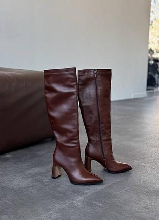 В наличии и под заказ высокие сапоги на каблуке натур кожа виски / шоколад /...