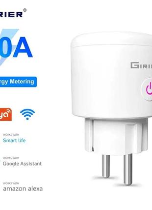 Умная розетка с wi-fi girier 20а: alexa, google home, приложение tuya.