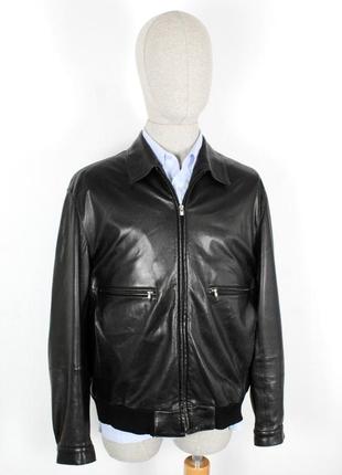 Шкіряна куртка latini italy handmade black leather jacket l/xl