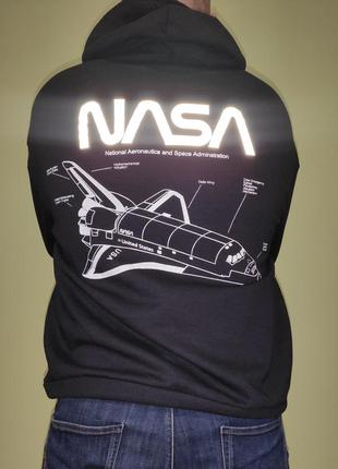 Нова сток фірмова толстовка кофта пайта чорна nasa space худі насса.takko .л-хл2 фото