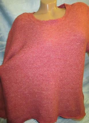 Тёмно розовый полувер свитер-трапеция ,пог60+-..