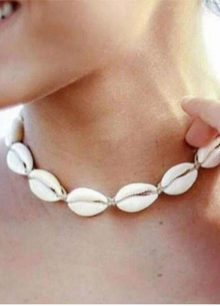 Стильное колье-чокер из ракушки в бохо этно стиле 🐚