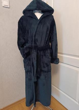 Теплый махровый подростковый халат,  р. 13-14 лет, 15-16 лет, черный