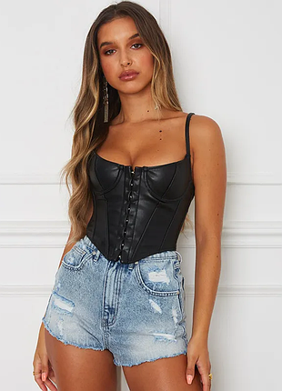 Топ жіночий чорна еко шкіра