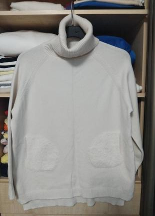 Молочный свитерик с кармашками альпака