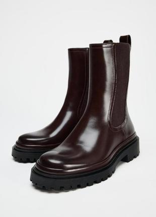 Коричневые ботинки женские zara new