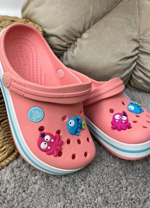 Дитячі крокси сабо crocs crocband kids melon/ice blue усі розміри у наявності