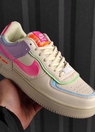 Женские кроссовки nike air force 1 shadow white/pink