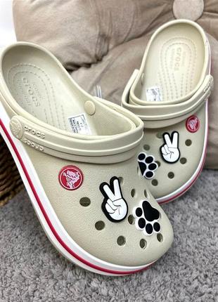 Дитячі крокси сабо crocs crocband kids stucco/melone лідер продажів