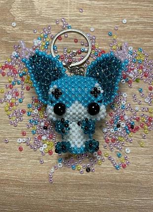 Амігурумі з бісеру блакитне лисенятко handmade