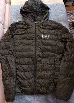 Чоловіча легка куртка emporio armani small хакі демісезонна курточка стьобана5 фото