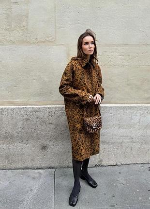 Пальто тренч с животным принтом премиум коллекция zw zara