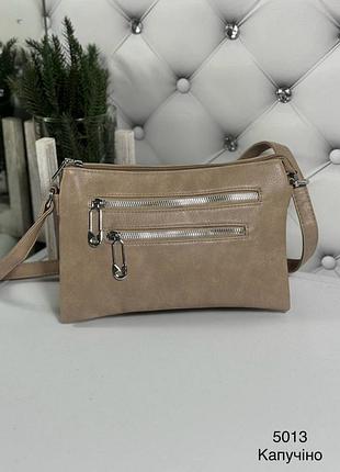 Жіноча стильна та якісна сумка з еко шкіри капучіно