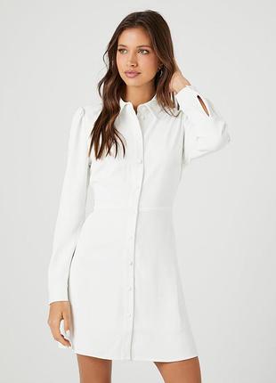 Белое сатиновое платье рубашка kilky