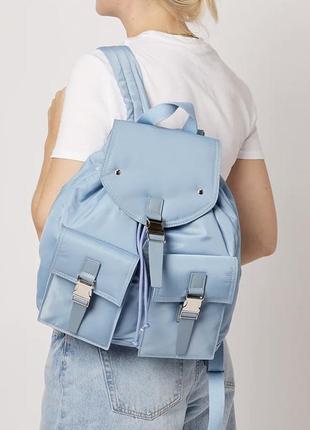 Нейлоновий блакитний голубий синій рюкзак nunoo з кишенями cos arket eastpack converse bimba y lola