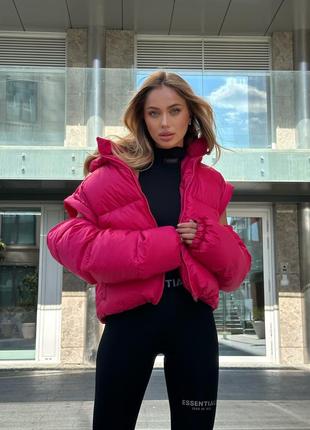 Зимняя куртка с отстегивающимися рукавами до -20°, женская дутая куртка на зиму на аэропухую, куртка с капюшоном зимняя, куртка-жилетка, 51423-с03