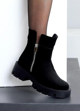 Черные женские зимние ботинки ботинки из натуральной замши замшевые зимние ботинки ботинки