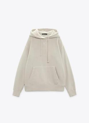Худі кофта на флісі бежева базова тепла s m l zara 4729/805