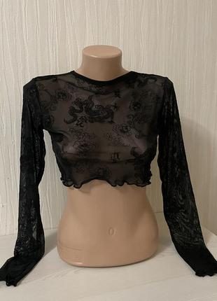 Полупрозрачный топ с длинными рукавами