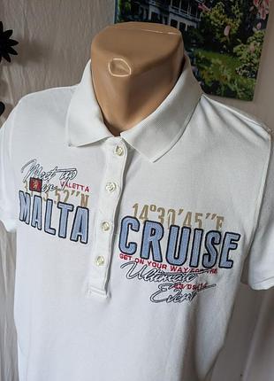 Новая белая мужская футболка-поло р. 48-50 по фигуре