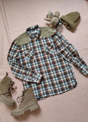 Рубашка в клетку оверсайз. р 38 40 m l 46 48 dobber теплая коттон 100%