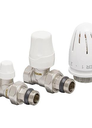 Комплект для подключения радиатора koer set-12 - 1/2"x1/2" (прямой) с термоголовкой вн (kr3177)