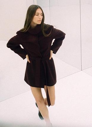 Пальто женское бордовое шерстяное zara new