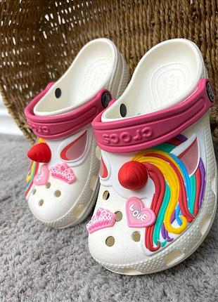 Детские кроксы сабо crocs classic i am unicorn clog white белые лидер продаж