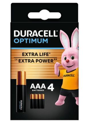 Батарейка duracell optimum aaa лужні 4 шт. в упаковці (5015596)