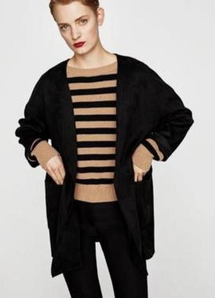 Черный замшевый кардиган накидка zara
