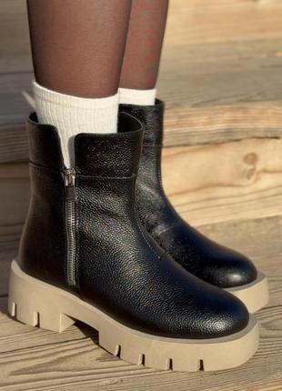 ❄️ зимние натуральные ботиночки, кожа флотар, 22827