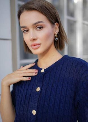 Синий кардиган короткий с пуговицами с короткими рукавами в стиле h & m2 фото