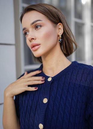 Синий кардиган короткий с пуговицами с короткими рукавами в стиле h & m4 фото