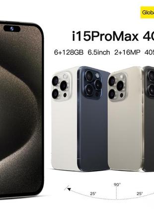 Китайский мобильный телефон смартфон iphone 15 pro max / 6 гб+128 гб, экран 6,5 дюйма, идентификация лица