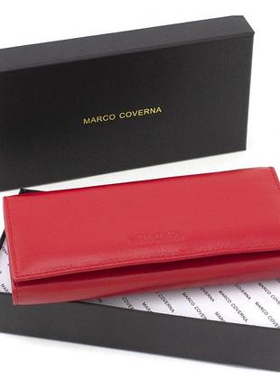 Женский кожаный удобный кошелек marco coverna (051) красный
