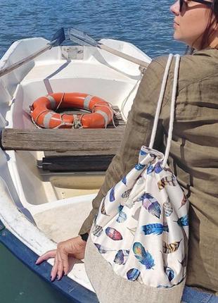 Рюкзак женский тканевый перо