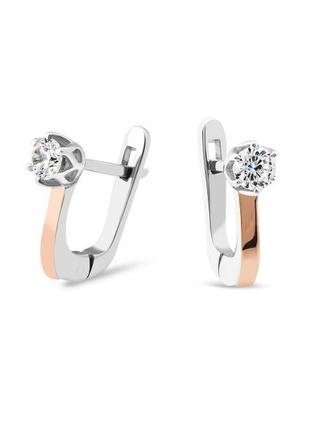 Серьги серебро 925 проба с золотой пластиной