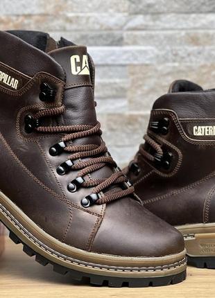 Ботинки кожаные зимние cat rider nubuck brown