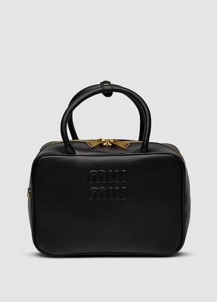 💎 miumu leather top handle bag black