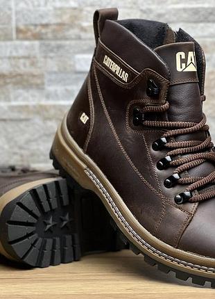 Ботинки кожаные зимние cat rider nubuck brown