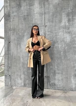 Женские широкие штаны кожа