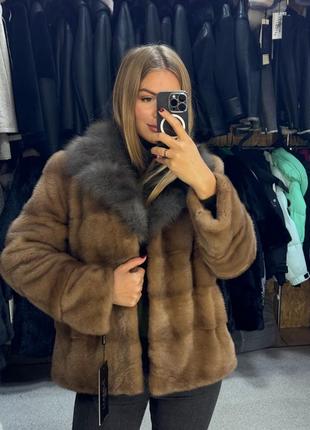 Шуба норкова шуба жіноча шуба автоледі 70 см