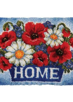 Набор для ковровой вышивки коврик home цветы (основа-канва, нитки, крючок для ковровой вышивки)