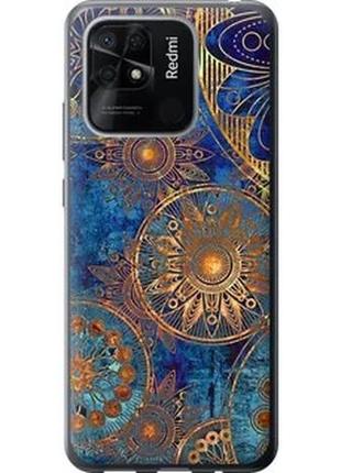 Чехол на xiaomi redmi 10c золотой узор из силикона fch_0003502