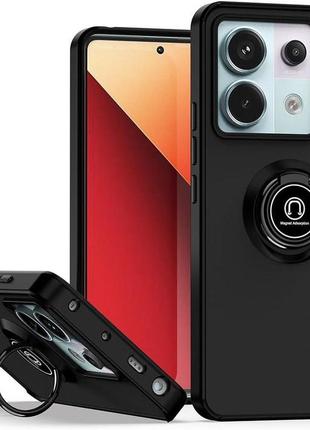 Чехол fiji colorframe для poco x6 5g матовый бампер с кольцом подставкой black