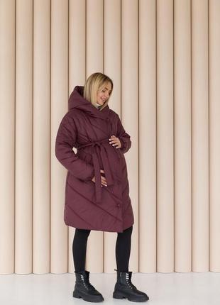 Теплая куртка malmo с капюшоном для беременных, марсала