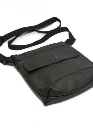 Шкіряна сумка на плече 20х22 см gofin чорний (2000001409848)