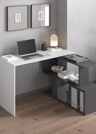 Столи в офіс, стіл керівника, стіл для письма, робочий стіл лофт, комп'ютерний столик,поворотний письмовий стіл трансформер бетон5 фото