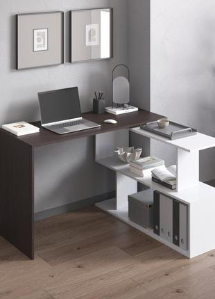 Столи в офіс, стіл керівника, стіл для письма, робочий стіл лофт, комп'ютерний столик,поворотний письмовий стіл трансформер білий10 фото
