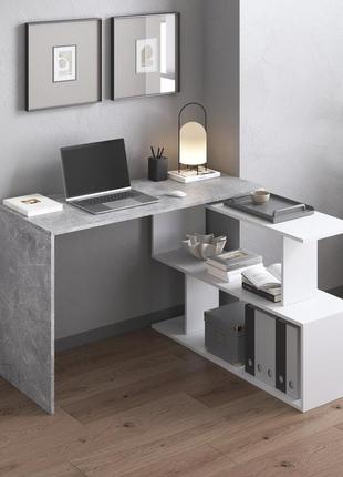 Столи в офіс, стіл керівника, стіл для письма, робочий стіл лофт, комп'ютерний столик,поворотний письмовий стіл трансформер білий4 фото